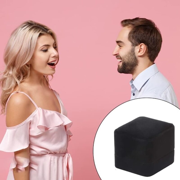 Smyckeskrin i sammet, fyrkantig flanellringbox, ringbox, örhängebox, för förlovning, bröllopsförfrågan, bröllop, födelsedag, souvenir dag (40 x 45 x