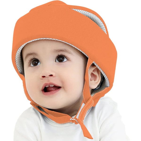 Justerbar babyhovedbeskyttelseshjelm Børnesikkerhedshjelm Lær at kravle Leg Babyhjelm Antichokbeskyttelse Orange