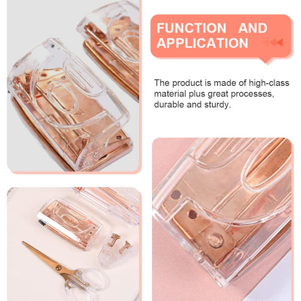 2 Hålslag Dubbel Hålslag Transparent Omslag Papper Hålslag Papper Hålslag Verktyg Papper Kort Fil Dokument Kontorsmaterial (Roséguld)