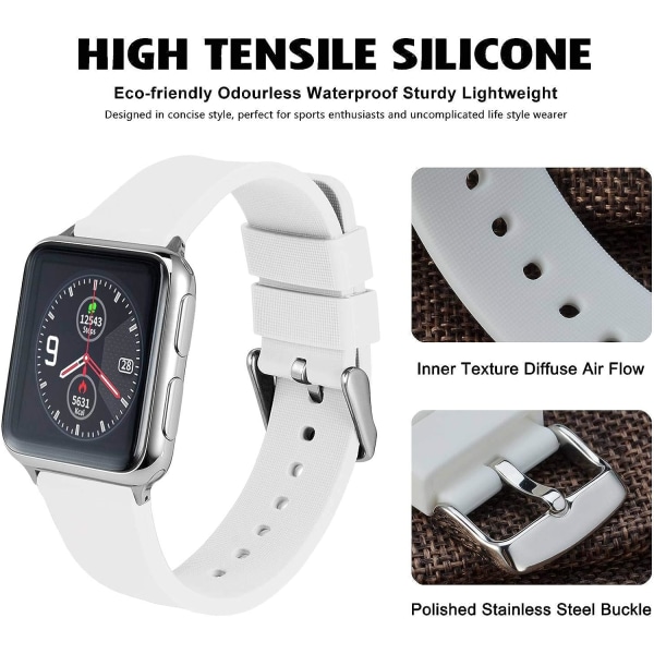 20 mm, silikone urremme til Smartwatch med sølvspænde, Qu