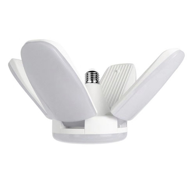 60W LED-garagelampa, E27 6000 lumen säkerhetsbelysning, justerbar 4-panel deformerbar verkstadslampa, superstarkt dagsljus för garage, lager