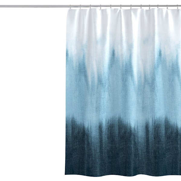 180 x 200 cm bruseforhæng med 12 hurtigtørrende kroge (blå gradient), vandtæt polyesterstof, maskinvaskbare badeværelsesgardiner