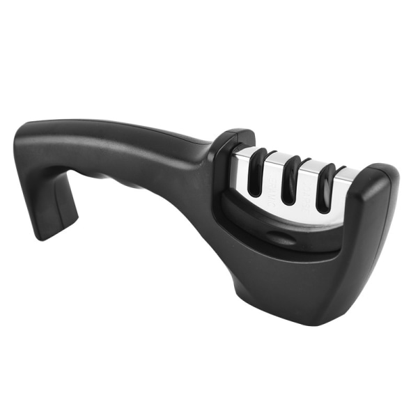 Smart Sharp 3-trinns sliper - for kjøkkenkniver - profesjonelt resultat/ergonomisk design - keramisk stein/wolframkarbid/diamant - svart/krom