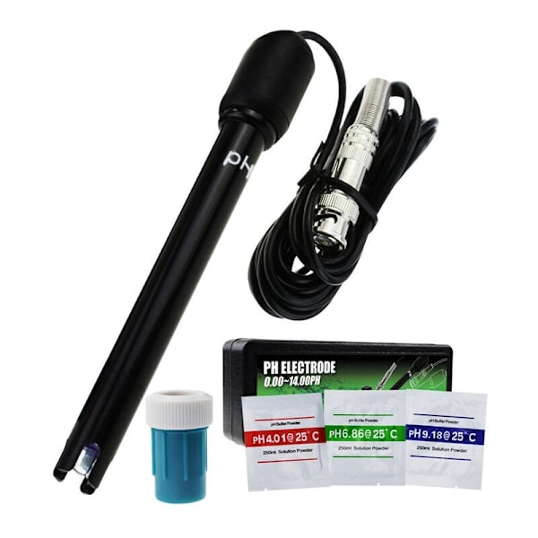 Lang pH-elektrode med BNC-stik, 300 cm kabel, 0-14 pH til pH-meter, pH-controller, pH-enhed, økonomisk sensor