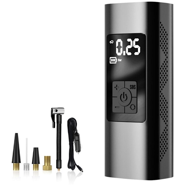 6000mAh mini elektrisk luftpumpe, bærbar luftkompressor-inflator 150PSI trådløst dekk med digital LCD-skjerm, elektrisk sykkelpumpe med LED-lampe for m