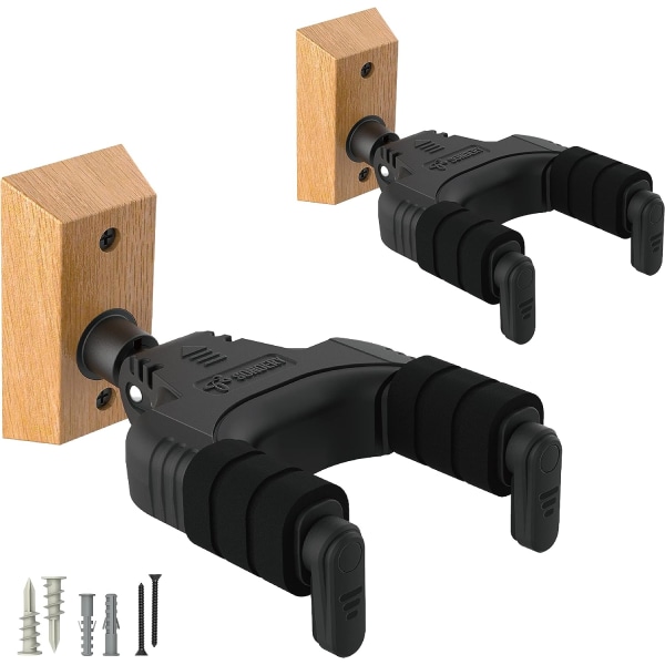 2-pack. Väggfäste för gitarr med krok för elgitarr, akustisk gitarr, bas, ukulele