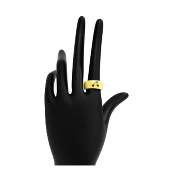 (Gul) Retro Candy Color Kvinner Ring - Cherry Cute Fruit Cartoon Ring - 90s Gave Ring
