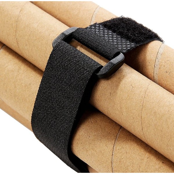 Sett med 5 stk - Svart - med borrelås kabelbånd i gjenbrukbare stropper 2,5 cm X 30 cm 5 stk - svart