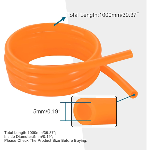 1m Benzinrør (5mm Indre Diameter, Orange) Motorcykel Brændstof Karburator Udskiftning Til Crossmotor Knallert ATV Motor