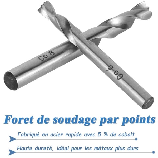 Set med 2 punktsvetsborrar, Foret to be depoin HSS Co M6 & M8, set med stålsvetsverktyg i höghastighetstål och kobolt för karosseriarbete