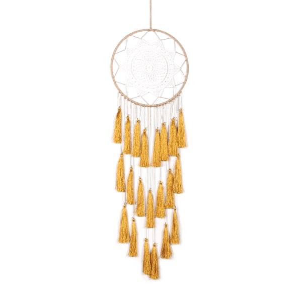 Dream catcher Hemp Rope Long tassel Bohemian Hanging Crafts yellow