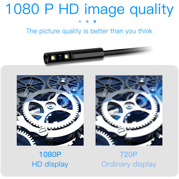 Industriellt endoskop P100 8 mm 1080p Digitalt endoskop IP67 Vattentät bärbar inspektionskamera med 2,4 tums 6-tums LED-skärm