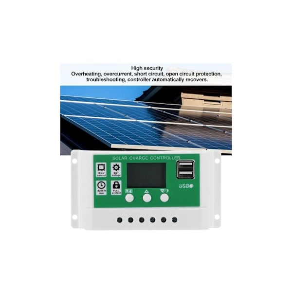 LCD-skärm solcellsregulator, 30A justerbar solpanelregulator, 12V 24V MPPT laddningsregulator tillbehör