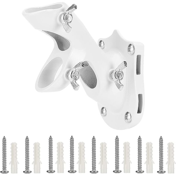 Flagstangsholder (hvid), ekstern flagholder, robust metalflagholder, monteringsbeslag i aluminiumslegering, udendørs flagholder - solid og anti