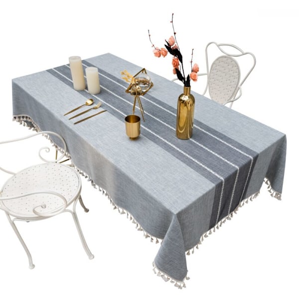 1 stk. rektangulær duk i lin og grå bomull, 90x90 cm, moderne, for rektangulært bord, dekorasjon til hjemmekjøkken