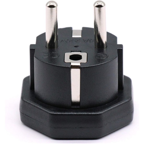 Hannplugg til EU/DE/FR/IT/ES hunnplugg, US/CA/JP hannplugg for elektronisk enhet 2-pinners EU hunnadapter (1 stk. svart)