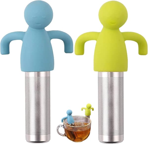 2 st rostfritt stål silikoni teinfuser, hängande tefilter teinfuser för lösa blad te silikoni teinfuser för tekannor, koppar och kopp