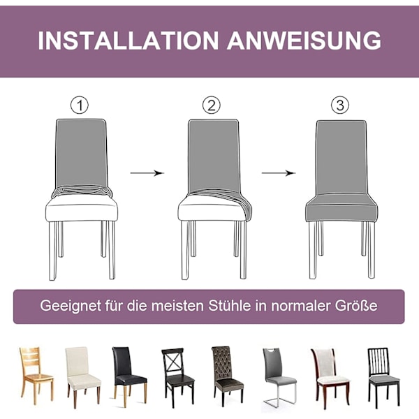 4 stk. Stolkseter (Grå), Stretch Spisebordstoltrekk Moderne Ch