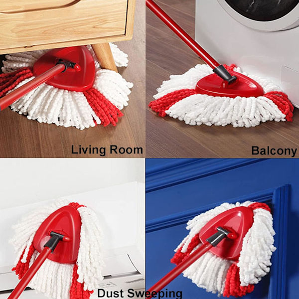 4 stk. Spin Mop Hoveder Udskiftninger Kompatibel med Vileda, O-Cedar Spin Mop, Nem Rengøring Genopfyldninger Mikrofiber Mop Hoveder, 360 Grader Nemt Vride Støv Mop H