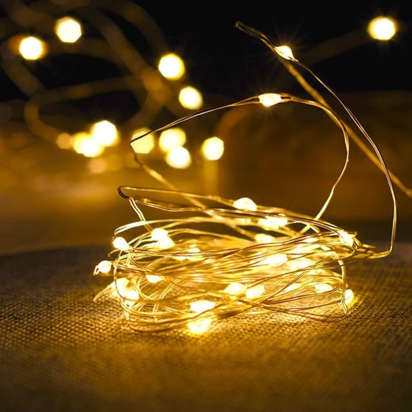 Batteridrevne fe-lys 2 meter 20 lys LED julelys utendørs innendørs for soverom hjem bryllupsfest juledekorasjon