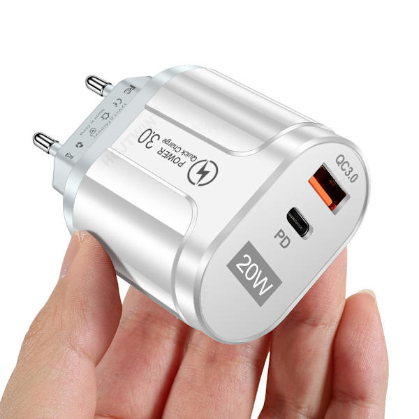 PD20W PD Type-c-grensesnitt Flash Charge Mobiltelefonlader Egnet for iPhone12 Mobiltelefon Hurtiglading Ladehode (Hvit)