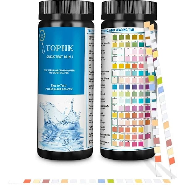 16 i 1 Dricksvatten Test Kit Dricksvatten Testremsor Vattentest Kit för Hem Vattenkvalitetstest Enkelt Snabbt Test - 100st