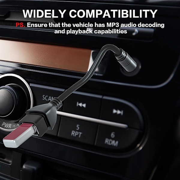2 stk USB til Jack-adapter fra USB 2.0 til 3,5 mm hannlig Aux-stereolydplugg USB-konverter Jack-kontakt Musikkabel, egnet for bilradio, A
