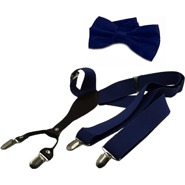 Tibetan-Set of Stylish Men's Suspenders Elastic and Adjustable Y-shaped 4 Heavy Duty Metal Clips for Men Up to