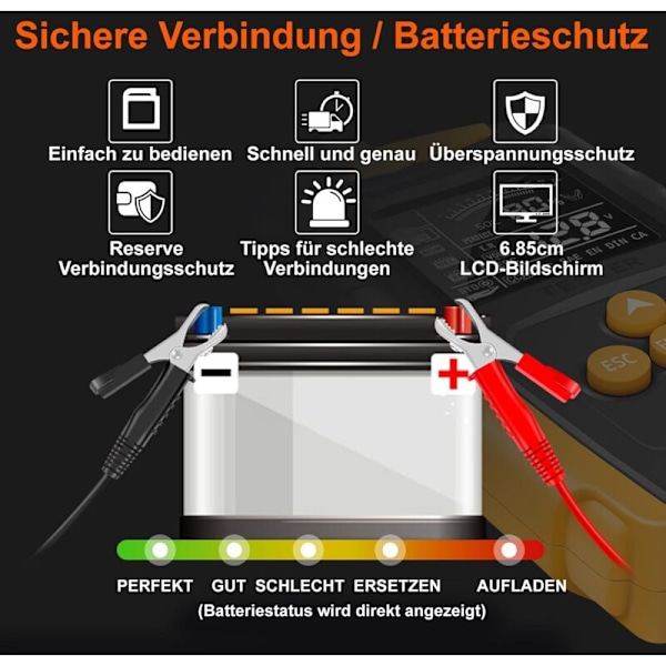 12 V/24 V bilbatteritestare - Bilbatteritestare - Billaddningssystem - Digitalt testverktyg - Bilbatterianalysator - Batteritestare för