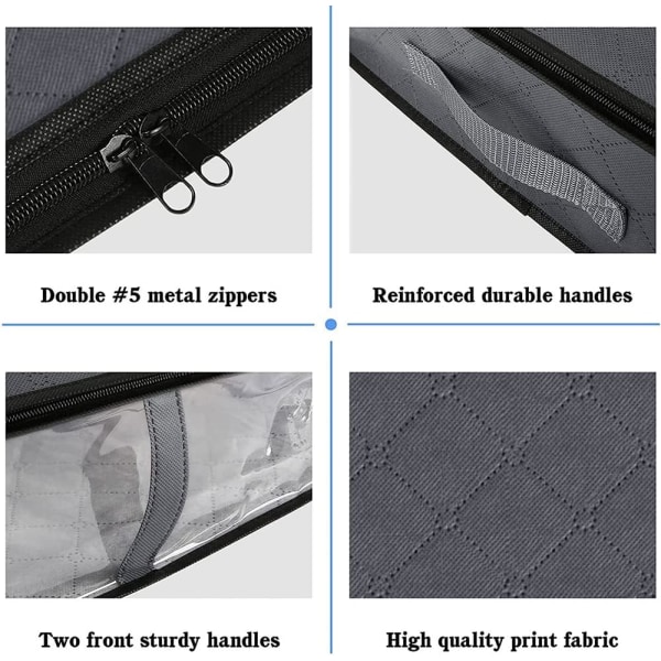 Set med 3 förvaringslådor under sängen, förvaringsväska för kläder, förvaringslåda under sängen, hållbar dragkedja och förstärkt handtag, för kläder, sängkläder, täcke, kudde,