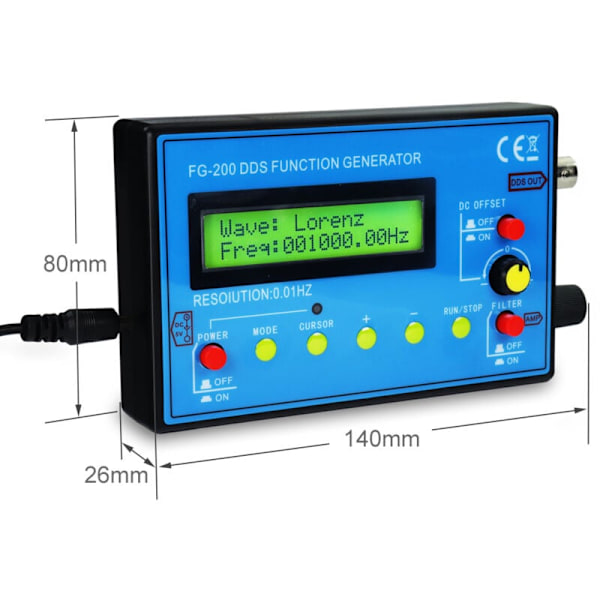 DDS FG -200 funktionaalinen signaaligeneraattori, taajuuslaskuri 0,01 Hz - 500 kHz Sinus-signaalilähde + neliömoduuli + Sawt-sahalaite