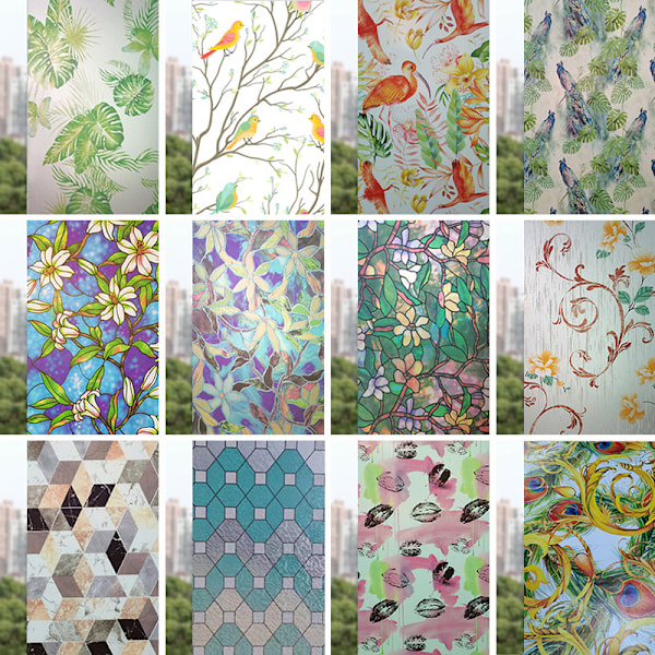 Lasinen koriste 200 x 30cm Itsekiinnittyvä värillinen huurrettu lasi Sähköstaattinen WC-kalvo Anti - Peili-ikkuna Auringonsuojaus Eristävä kalvo, Värikäs