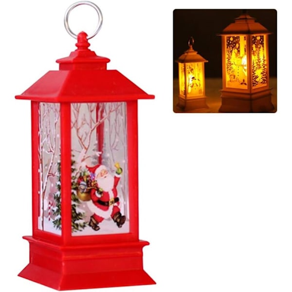 Vintage Jule LED Lanterne med Julemand Snemand Snemand Hængelampe Til Jul Hjemmefest Dekoration Bord