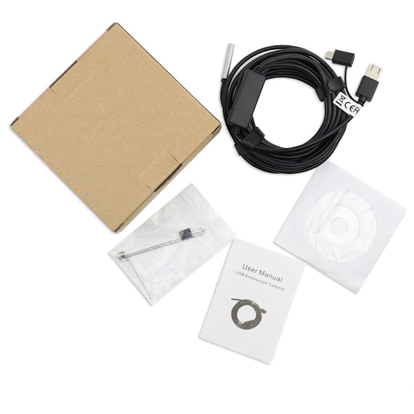 3-i-1 USB 2.0 USB Inspeksjons Endoskopisk Inspeksjonskamera Type-C 5.5 mm med 6 integrerte justerbare LED-lys og vanntett 20 m IP67 Vanntett f