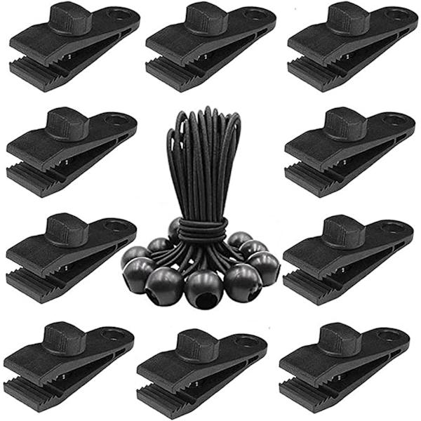 10 set Tarp Clip tält Tarp Clips Låsgrepp solskyddsklämmor, tältklämma tillbehör, boll bungee-snören, för tält, överdrag, solskydd, banderoller, boa