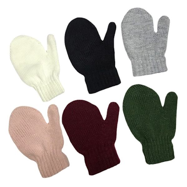6 Toddler Stickade Vantar Magiska Stretch Handskar Vinter Varma Stickade Mjuka Baby Vantar