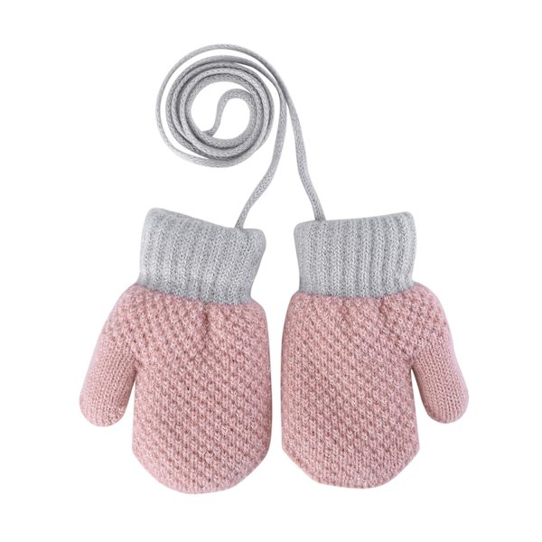 Barn og småbarn varme hansker vinter varme fortykkede strikkede hansker med tau fluffy halter hansker anti-tap tau egnet for gutter og jenter alder