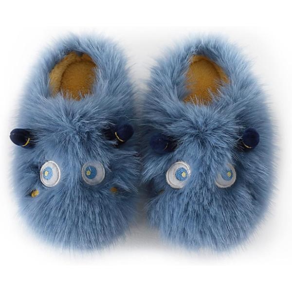 Kvinners plysj tøfler søte små monster kawaii alv fluffy hjemmesko 24.5cm