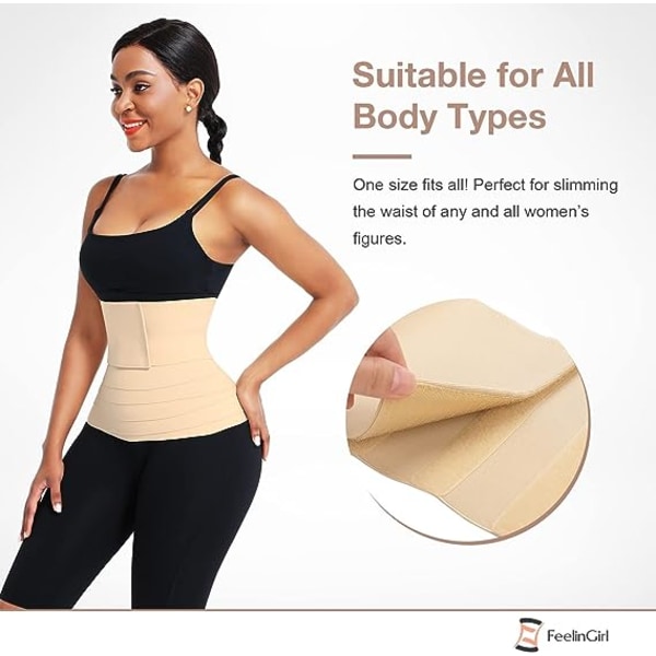 Midjetrener for kvinner Badstuebelte mageinnpakning i plussstørrelse，beige