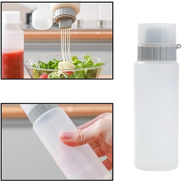 Etterfyllbar krydderbeholder med 5 hull og lokk (6 unser) krydderflaskedispenser Multihull kryddersprøyteflaske for ketchup majones must