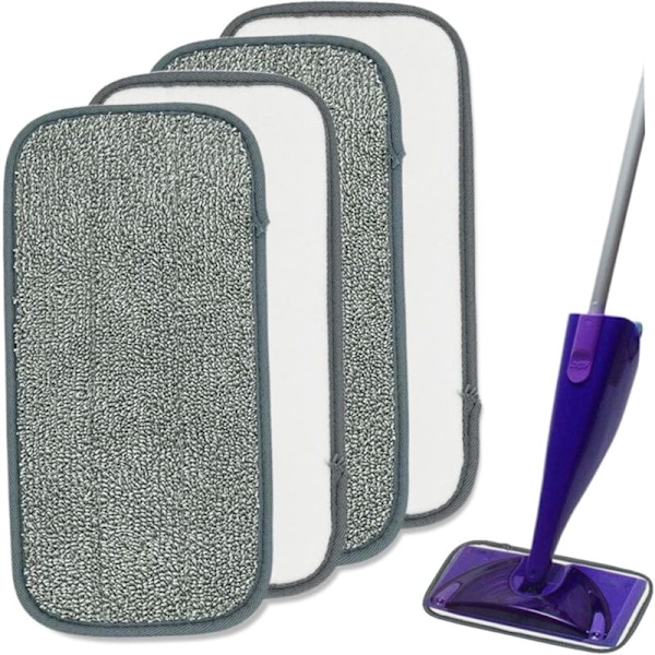 4 kpl Uudelleenkäytettäviä Moppityynyjä 30x15 cm Moppityynyjä Imukykyiset Litteät Moppityynyt Pestävät Konepesunkestävät Vaihtotäytteet Jet Spray -täytteet