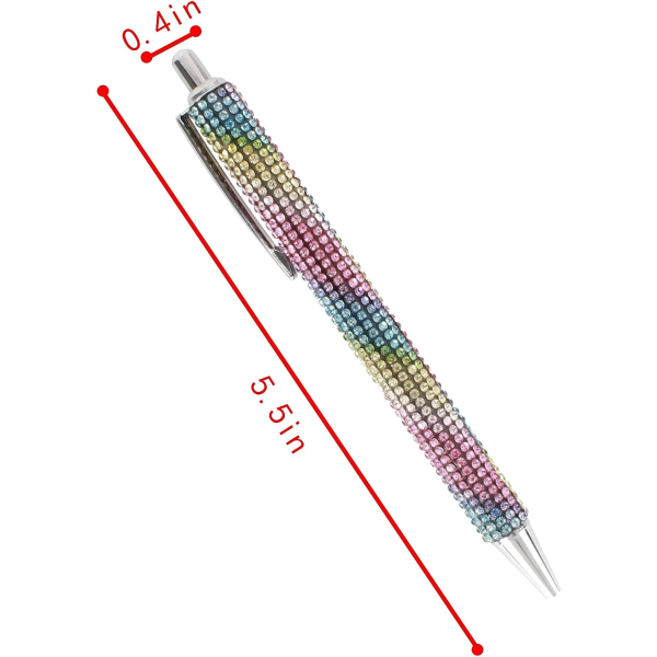 3 kiiltävää kristallitimanttikynää (värillinen) metallinen kuulakärki pe
