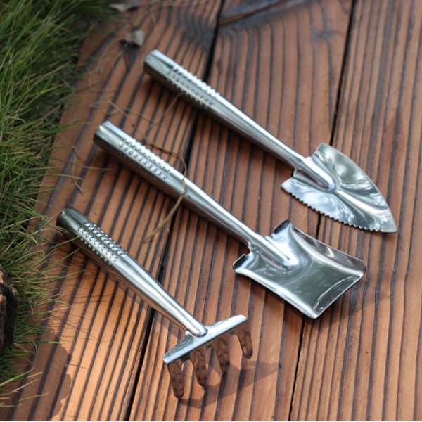 Transplanter Ruostumaton teräs Puutarhan lasta Kolmiosainen Mini mehikasvien istutusvälineet Ruukutettu istutussetti Puutarhatyökalut
