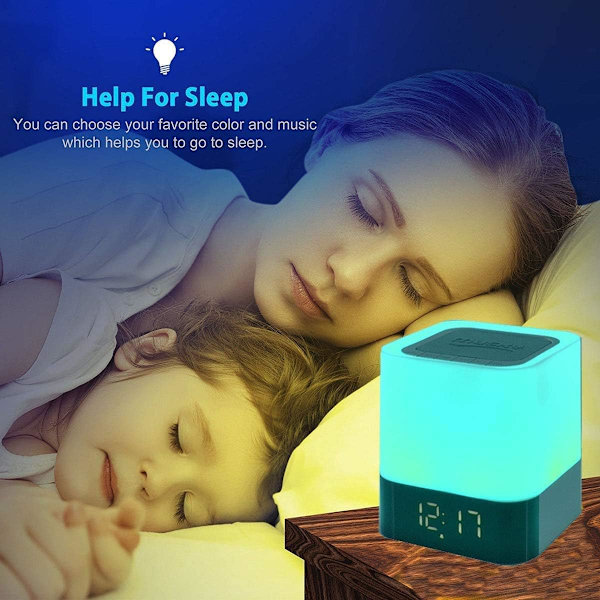 Nattlampa Bluetooth-högtalare, väckarklocka Bluetooth-högtalare Touch Sensor Sänglampa Dimbar Multicolor Sänglampa