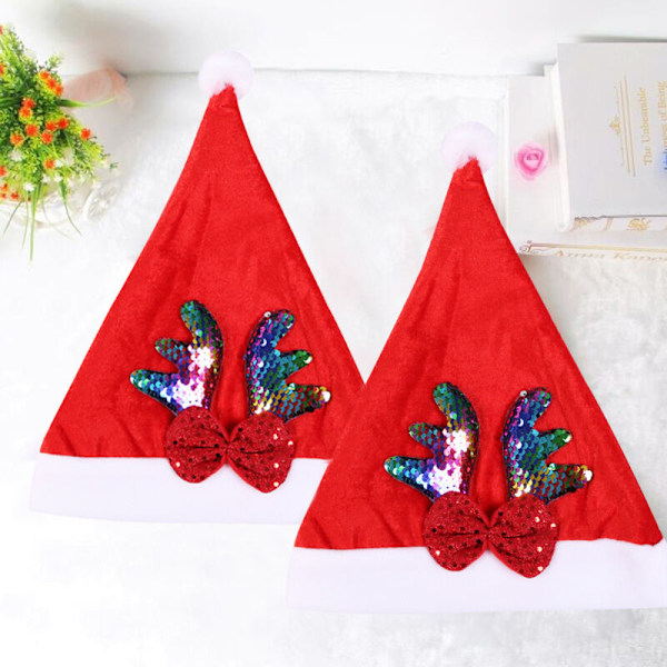 Tomteluva med glitter, 2 stycken, Julhattar för tonåringar och barn, Jultillbehör, ståtillbehör