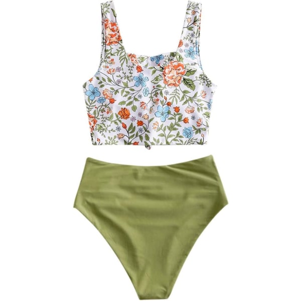 Kvinnors Scoop Bikini Set Ruffled Hög Midja S