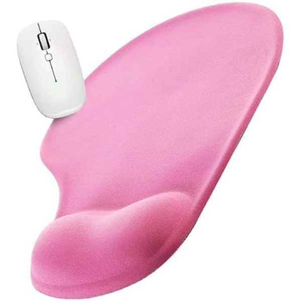 (Pink) Musemåtte, behagelig og ergonomisk håndledsstøtte til bærbar computer, skrivebord, kontor, spil