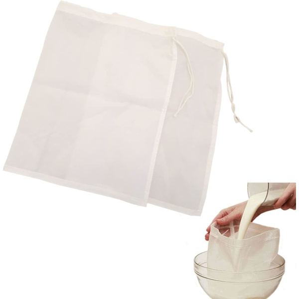 Vegetabilisk mjölk påse, filterpåse, vegetabilisk mjölkfilter, silpåse, matfilter, fruktfilter, filterduk, tygpåse, nätpåse, tygfilter, Ny