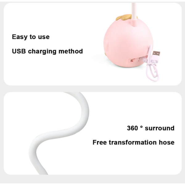 Beskyttelseslys med pink tricolor læring, gul og blå genopladelig natlampe via USB