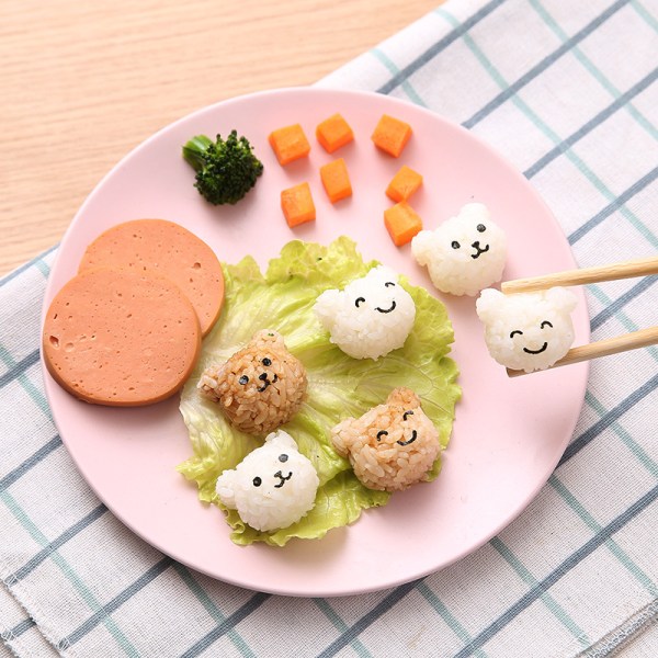 Barnas Ris og grønnsaksrulleform søt minibjørn sushi mou